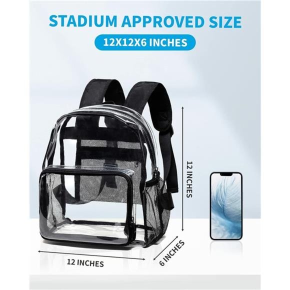 Clear Mini Backpack - Stadium Approved 12x12x6 Small Clear Backpack for Women - Picture 6 of 7